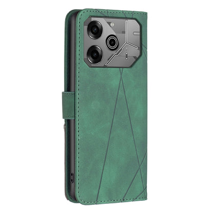 Tecno Pova 6 Rhombus Texture Leather Phone Case with Magnetic Buckle and Card Holder