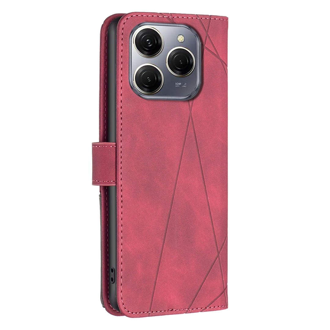 Tecno Spark 20 Pro 5G Rhombus Texture Leather Phone Case with Magnetic Buckle and Card Holder