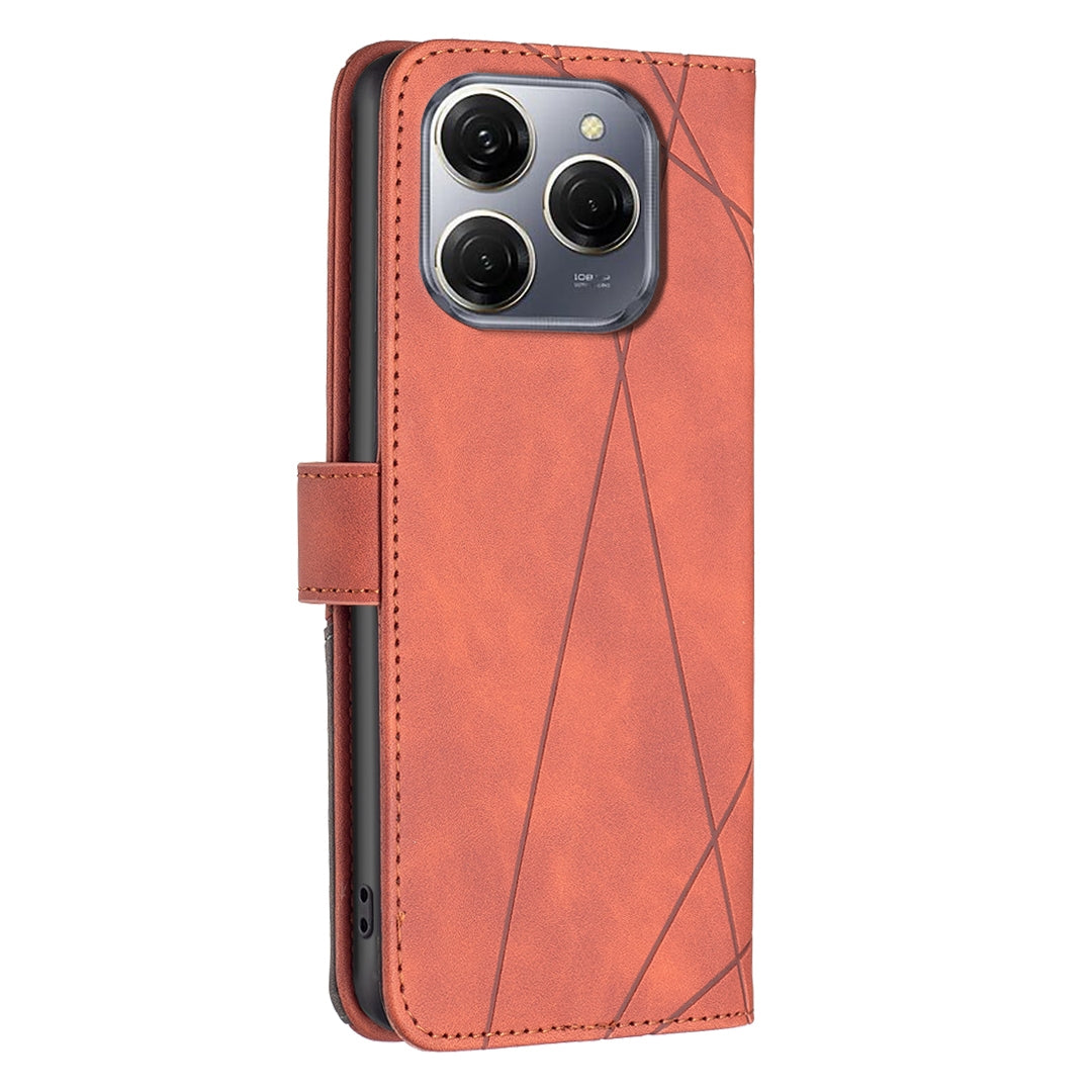 Tecno Spark 20 Pro 5G Rhombus Texture Leather Phone Case with Magnetic Buckle and Card Holder