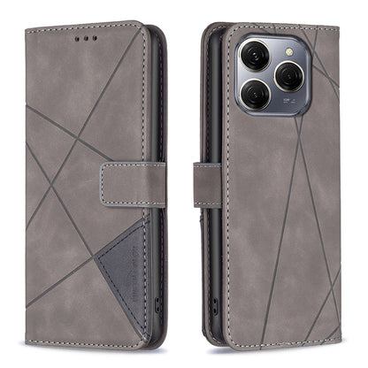 Tecno Spark 20 Pro 5G Rhombus Texture Leather Phone Case with Magnetic Buckle and Card Holder