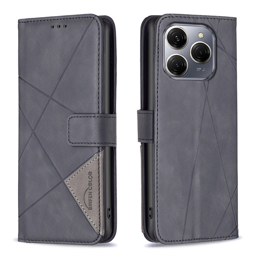 Tecno Spark 20 Pro 5G Rhombus Texture Leather Phone Case with Magnetic Buckle and Card Holder