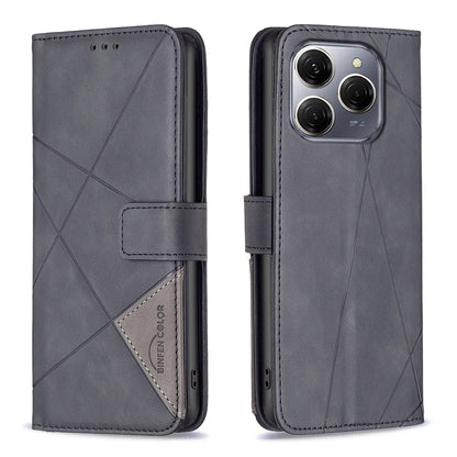 Tecno Spark 20 Pro 5G Rhombus Texture Leather Phone Case with Magnetic Buckle and Card Holder