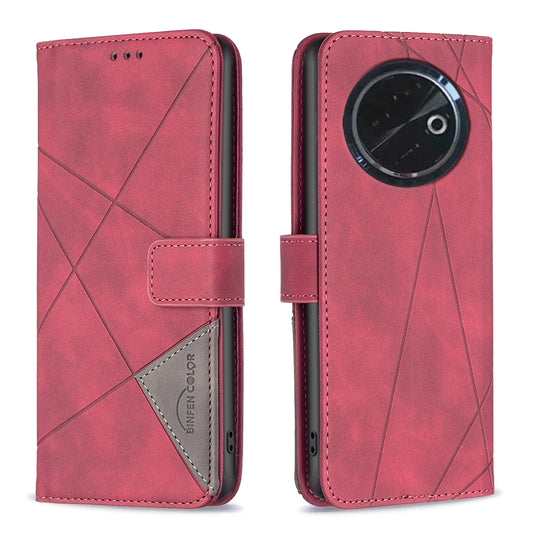 Tecno Spark 30C Rhombus Texture Leather Phone Case with Magnetic Buckle and Card Holder