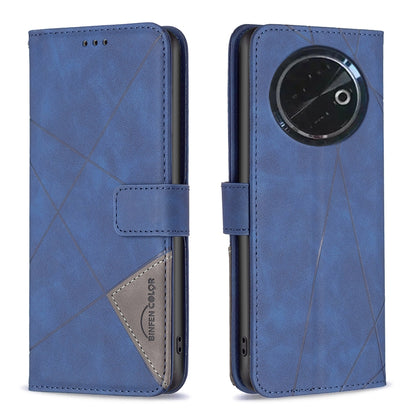 Tecno Spark 30C Rhombus Texture Leather Phone Case with Magnetic Buckle and Card Holder