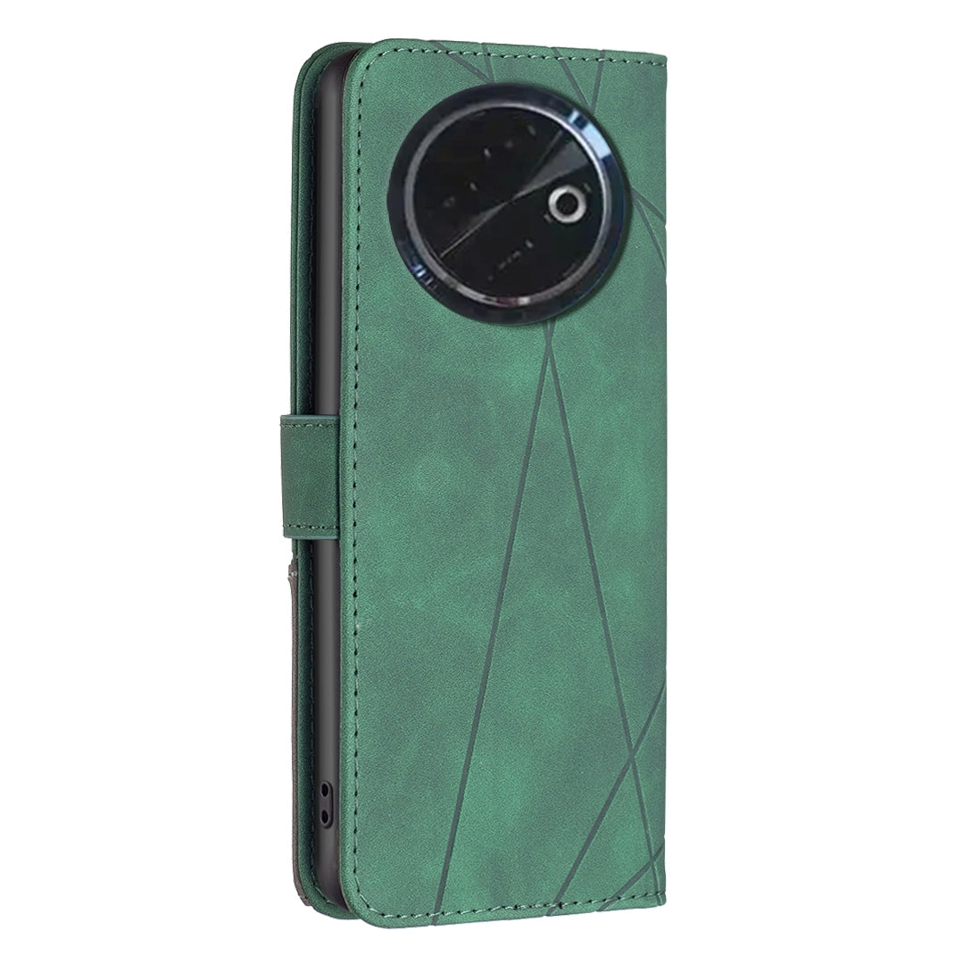 Tecno Spark 30C Rhombus Texture Leather Phone Case with Magnetic Buckle and Card Holder