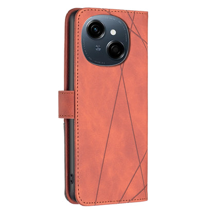 Tecno Spark Go 1 Rhombus Texture Leather Phone Case with Magnetic Buckle and Card Holder