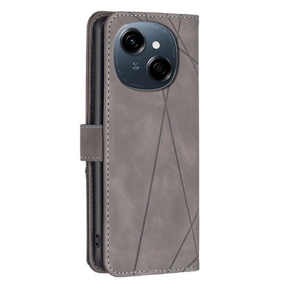 Tecno Spark Go 1 Rhombus Texture Leather Phone Case with Magnetic Buckle and Card Holder