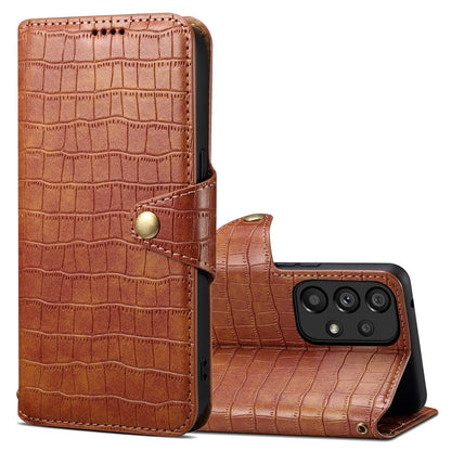 Samsung Galaxy A23 5G Denior Leather Case - Crocodile Texture with Oil Edge, Wallet & Kickstand Features
