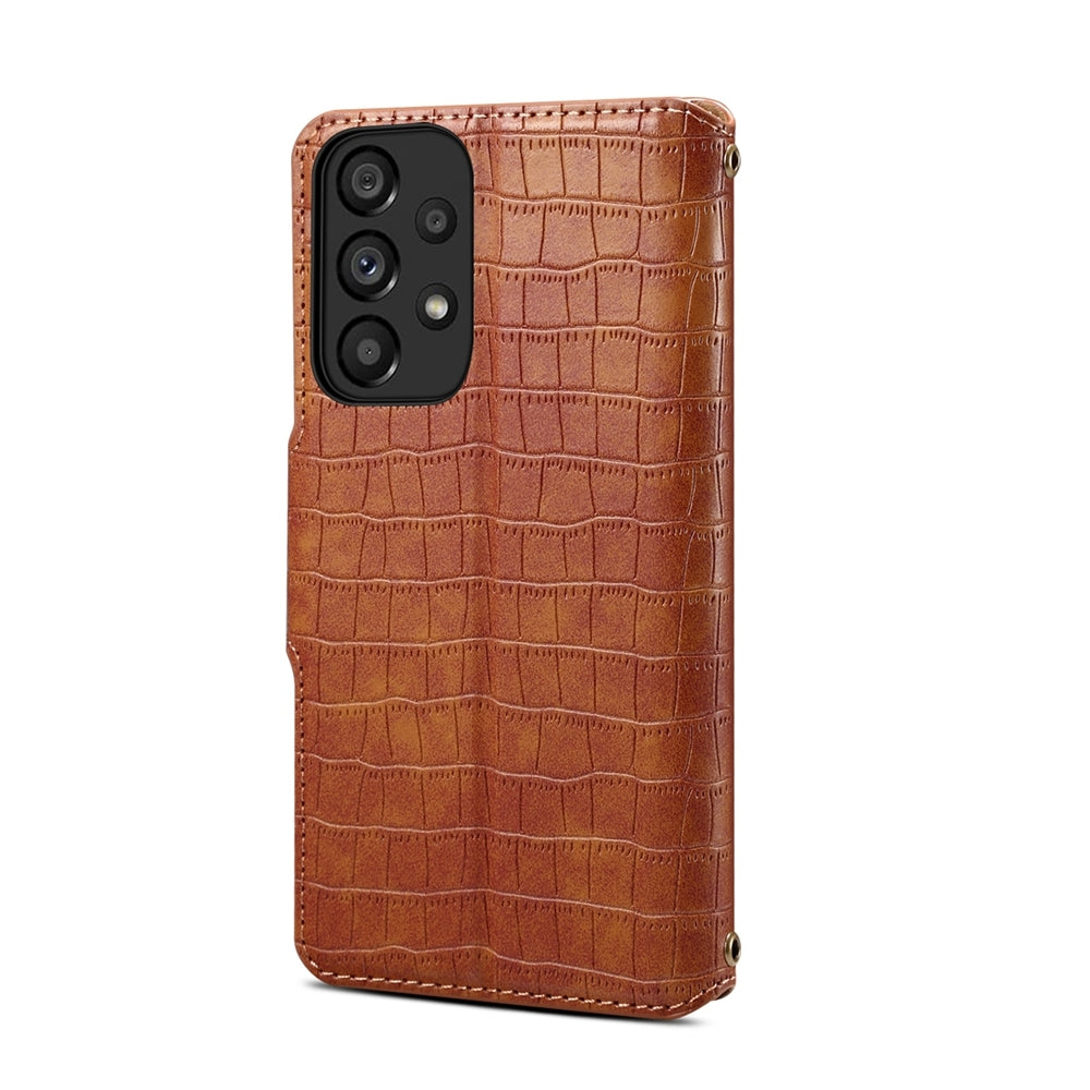 Samsung Galaxy A23 5G Denior Leather Case - Crocodile Texture with Oil Edge, Wallet & Kickstand Features