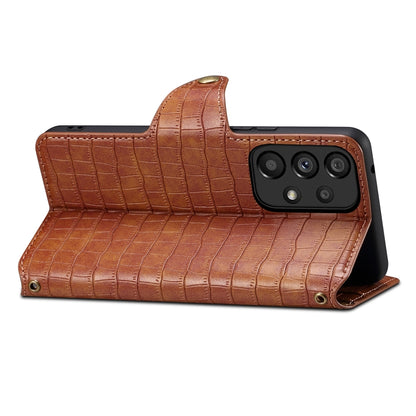 Samsung Galaxy A23 5G Denior Leather Case - Crocodile Texture with Oil Edge, Wallet & Kickstand Features