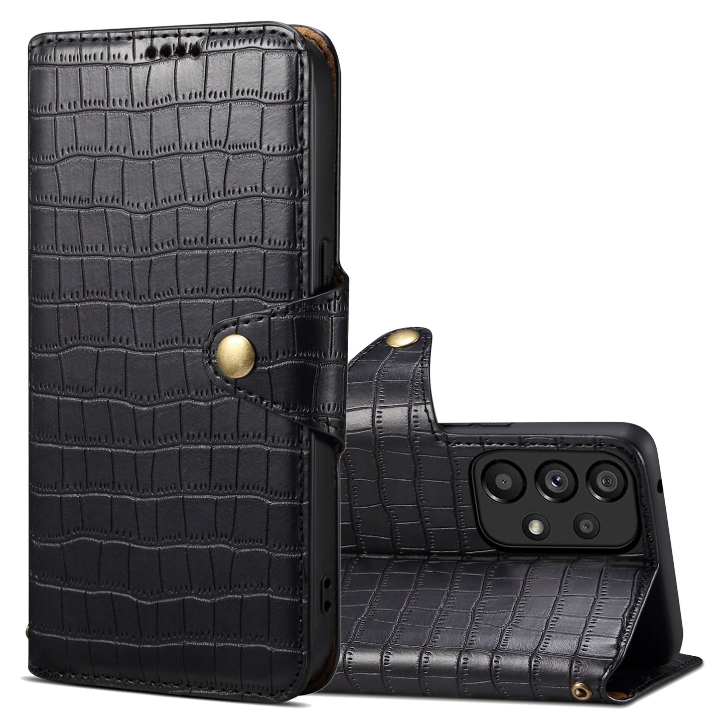 Samsung Galaxy A23 5G Denior Leather Case - Crocodile Texture with Oil Edge, Wallet & Kickstand Features