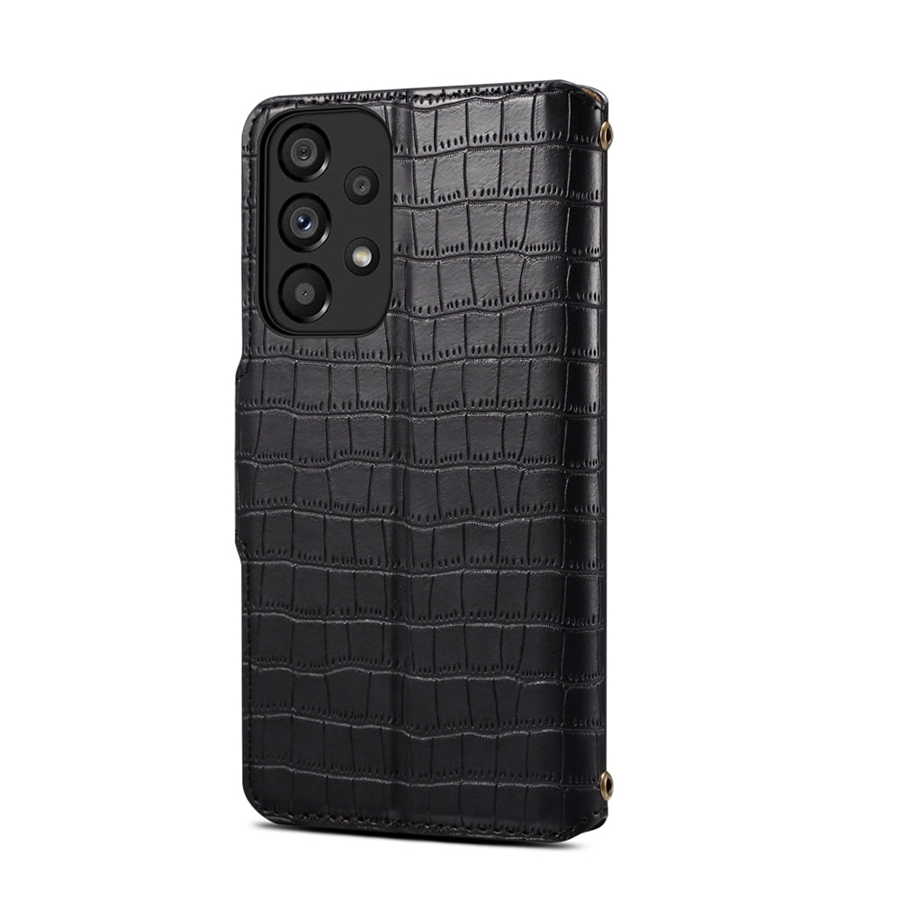 Samsung Galaxy A23 5G Denior Leather Case - Crocodile Texture with Oil Edge, Wallet & Kickstand Features
