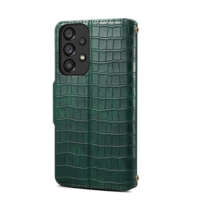 Samsung Galaxy A52 Denior Leather Case - Crocodile Texture with Oil Edge, Wallet & Kickstand Features