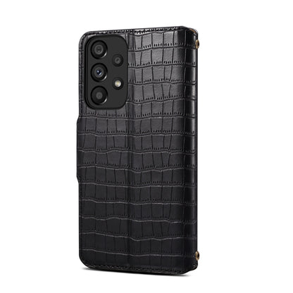 Samsung Galaxy A52 Denior Leather Case - Crocodile Texture with Oil Edge, Wallet & Kickstand Features