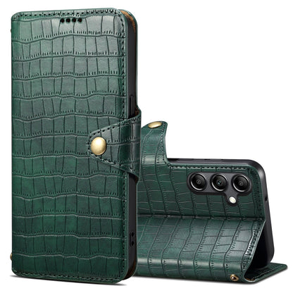 Samsung Galaxy A14 5G Denior Leather Case - Crocodile Texture with Oil Edge, Wallet & Kickstand Features