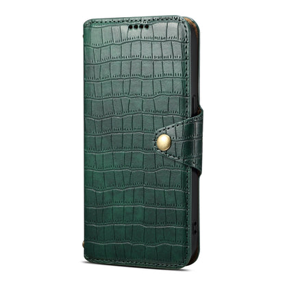 Samsung Galaxy A24 5G Denior Leather Case - Crocodile Texture with Oil Edge, Wallet & Kickstand Features