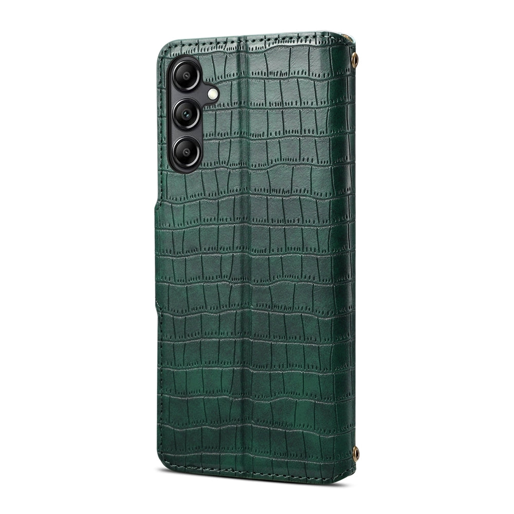 Samsung Galaxy A24 5G Denior Leather Case - Crocodile Texture with Oil Edge, Wallet & Kickstand Features