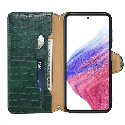 Samsung Galaxy A24 5G Denior Leather Case - Crocodile Texture with Oil Edge, Wallet & Kickstand Features