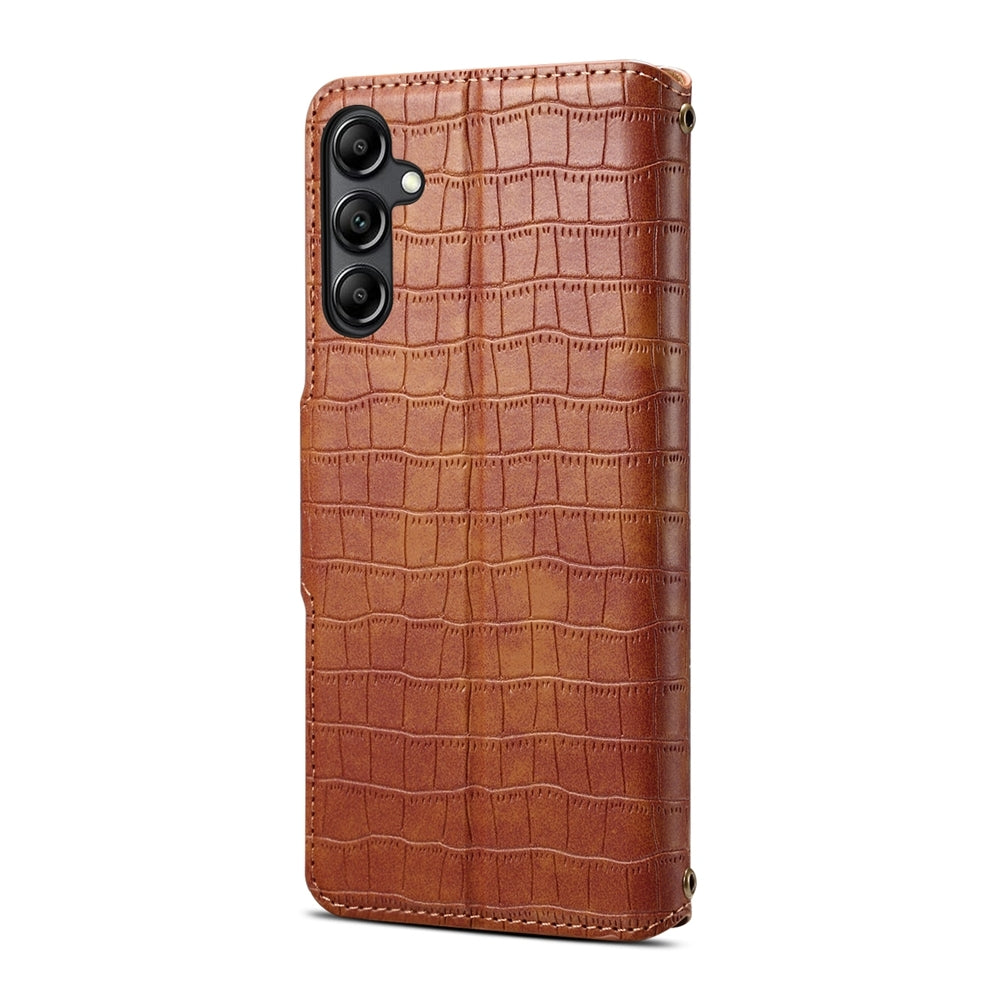 Samsung Galaxy S23 FE Denior Leather Case - Crocodile Texture with Oil Edge, Wallet & Kickstand Features