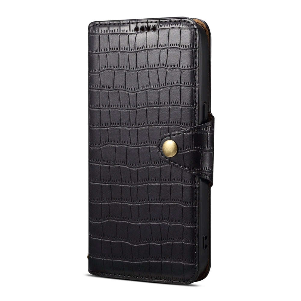 Samsung Galaxy S23+ Denior Leather Case - Crocodile Texture with Oil Edge, Wallet & Kickstand Features