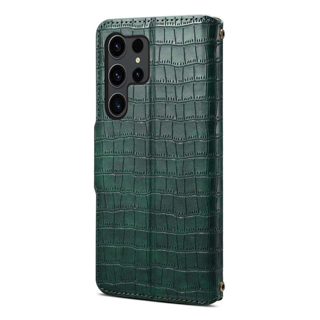 Samsung Galaxy S24 Ultra 5G Denior Leather Case - Crocodile Texture with Oil Edge, Wallet & Kickstand Features