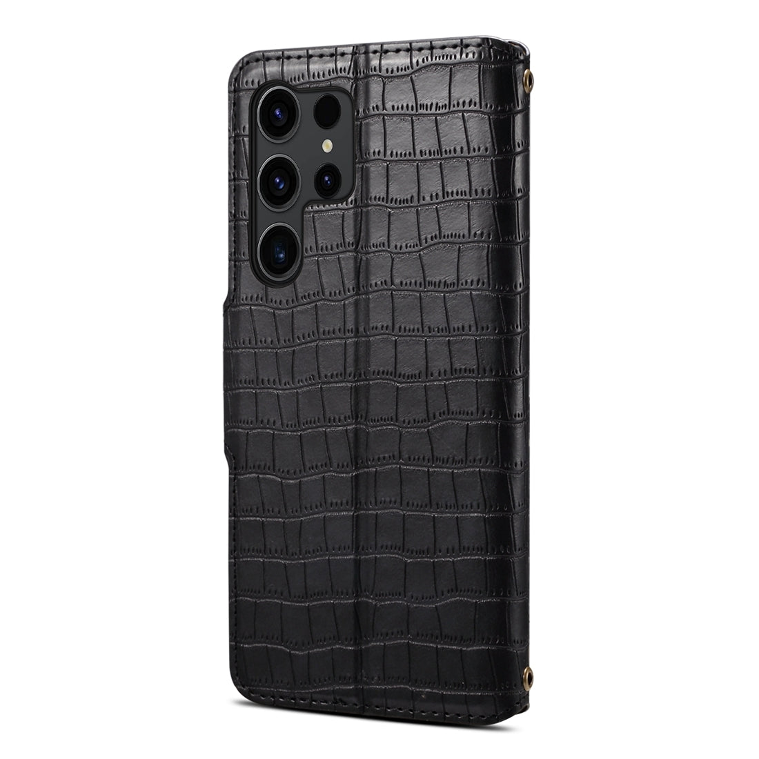 Samsung Galaxy S24 Ultra 5G Denior Leather Case - Crocodile Texture with Oil Edge, Wallet & Kickstand Features