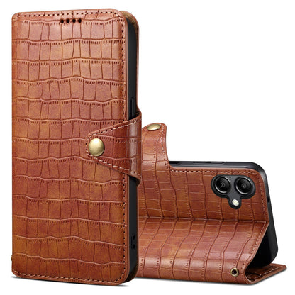 Samsung Galaxy A05 Denior Leather Case - Crocodile Texture with Oil Edge, Wallet & Kickstand Features