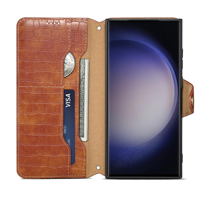 Samsung Galaxy A05 Denior Leather Case - Crocodile Texture with Oil Edge, Wallet & Kickstand Features