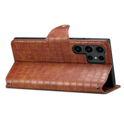 Samsung Galaxy A05 Denior Leather Case - Crocodile Texture with Oil Edge, Wallet & Kickstand Features