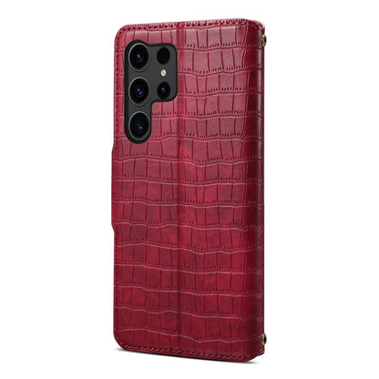 Samsung Galaxy A05 Denior Leather Case - Crocodile Texture with Oil Edge, Wallet & Kickstand Features