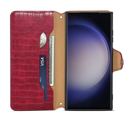 Samsung Galaxy A05 Denior Leather Case - Crocodile Texture with Oil Edge, Wallet & Kickstand Features