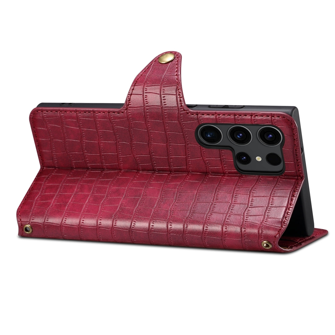 Samsung Galaxy A05 Denior Leather Case - Crocodile Texture with Oil Edge, Wallet & Kickstand Features