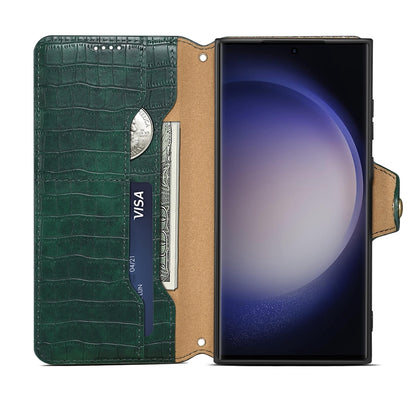 Samsung Galaxy A05 Denior Leather Case - Crocodile Texture with Oil Edge, Wallet & Kickstand Features