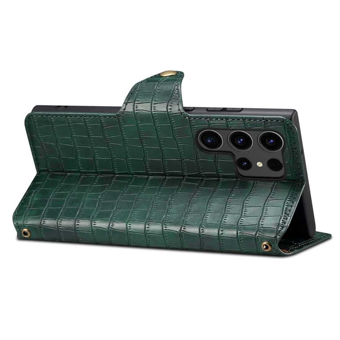 Samsung Galaxy A05 Denior Leather Case - Crocodile Texture with Oil Edge, Wallet & Kickstand Features