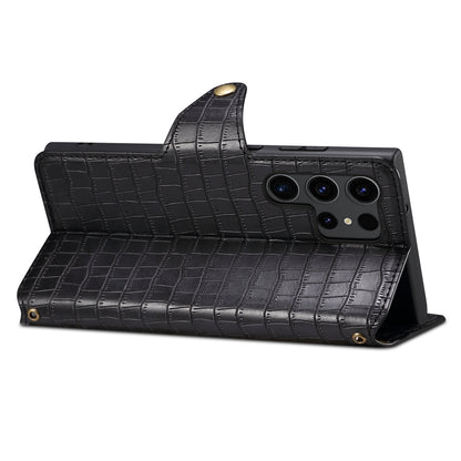 Samsung Galaxy A05 Denior Leather Case - Crocodile Texture with Oil Edge, Wallet & Kickstand Features