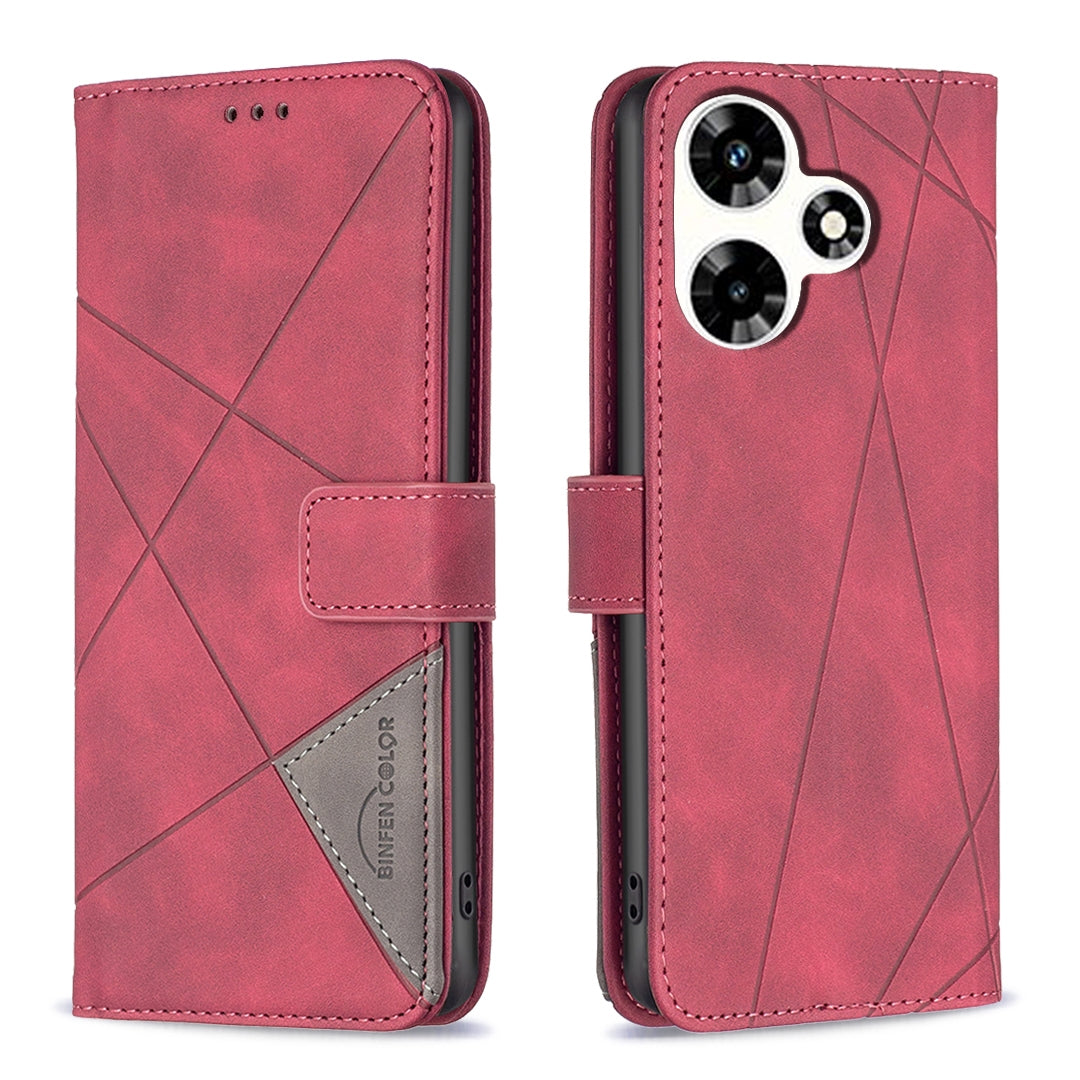 Infinix Hot 30 Rhombus Texture Leather Phone Case with Magnetic Buckle and Card Holder