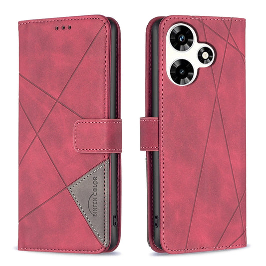 Infinix Hot 30 Rhombus Texture Leather Phone Case with Magnetic Buckle and Card Holder