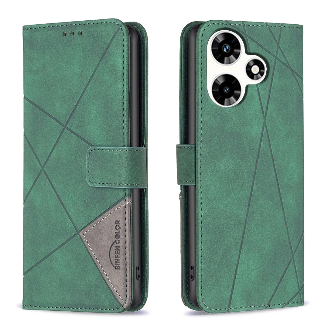 Infinix Hot 30 Rhombus Texture Leather Phone Case with Magnetic Buckle and Card Holder