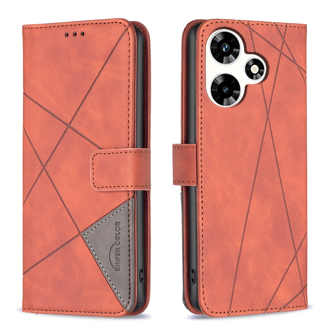 Infinix Hot 30 Rhombus Texture Leather Phone Case with Magnetic Buckle and Card Holder