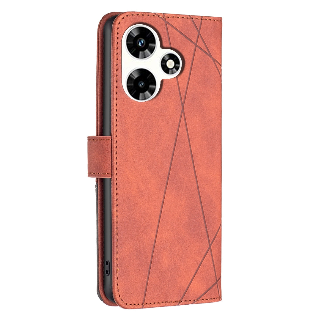 Infinix Hot 30 Rhombus Texture Leather Phone Case with Magnetic Buckle and Card Holder