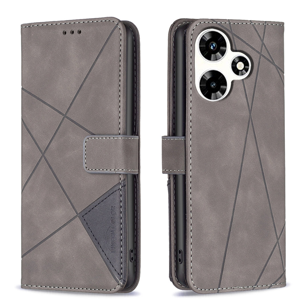 Infinix Hot 30 Rhombus Texture Leather Phone Case with Magnetic Buckle and Card Holder