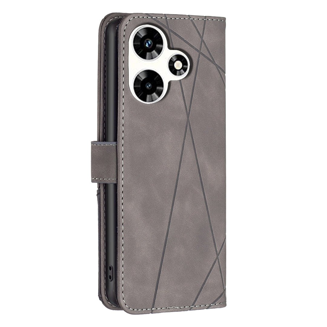 Infinix Hot 30 Rhombus Texture Leather Phone Case with Magnetic Buckle and Card Holder