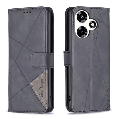 Infinix Hot 30 Rhombus Texture Leather Phone Case with Magnetic Buckle and Card Holder