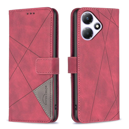 Infinix Hot 30 Play NFC Rhombus Texture Leather Phone Case with Magnetic Buckle and Card Holder