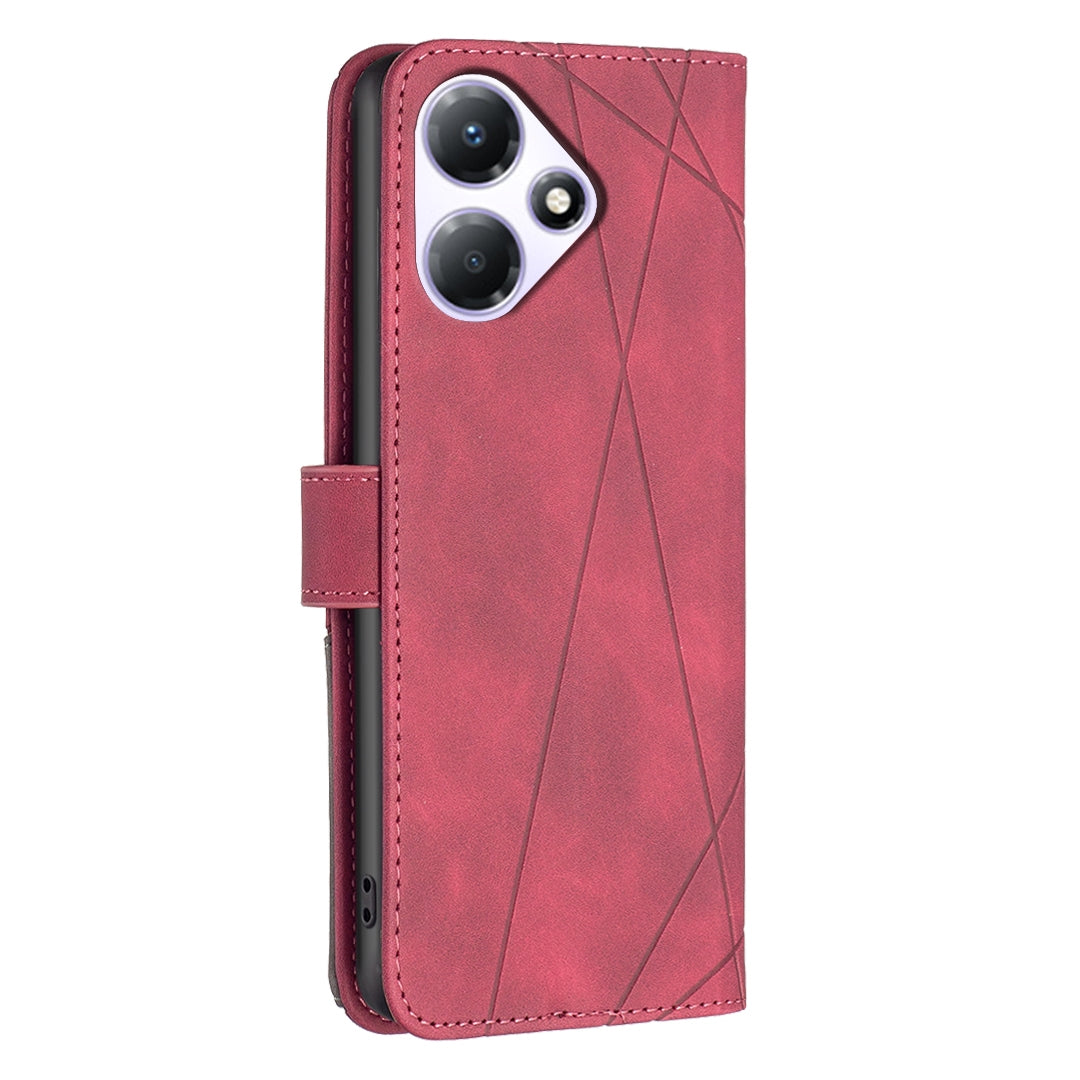 Infinix Hot 30 Play NFC Rhombus Texture Leather Phone Case with Magnetic Buckle and Card Holder