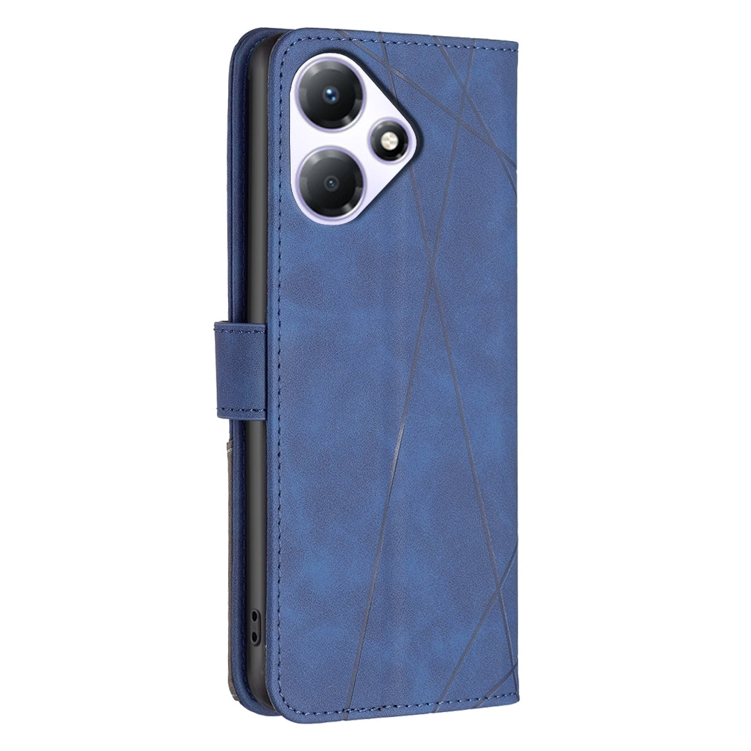 Infinix Hot 30 Play NFC Rhombus Texture Leather Phone Case with Magnetic Buckle and Card Holder