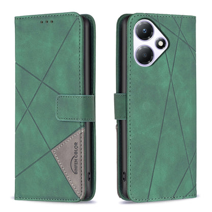 Infinix Hot 30 Play NFC Rhombus Texture Leather Phone Case with Magnetic Buckle and Card Holder