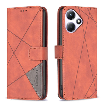 Infinix Hot 30 Play NFC Rhombus Texture Leather Phone Case with Magnetic Buckle and Card Holder