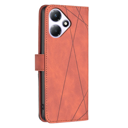 Infinix Hot 30 Play NFC Rhombus Texture Leather Phone Case with Magnetic Buckle and Card Holder