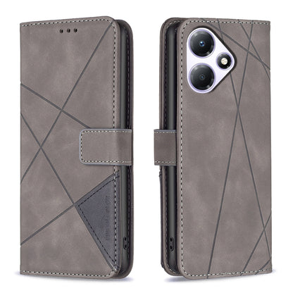 Infinix Hot 30 Play NFC Rhombus Texture Leather Phone Case with Magnetic Buckle and Card Holder